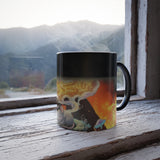 Color Morphing Mug — Dreamscape Cat & Floating Pizza Magic (11oz) - LIZZIE'S UNIQUE BOUTIQUE