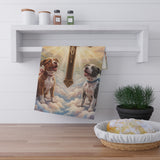 Tea Towel — Angelic Dogs with Cross Kitchen Towel (Religious, Memorial) - LIZZIE'S UNIQUE BOUTIQUE