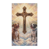 Tea Towel — Angelic Dogs with Cross Kitchen Towel (Religious, Memorial) - LIZZIE'S UNIQUE BOUTIQUE
