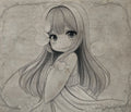 Anime style chibi girl sketch